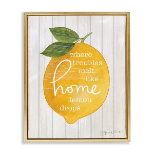 Stupell Industries Troubles Melt Like Lemon Drops Sign Floating Frame Canvas Art - 1 of 4