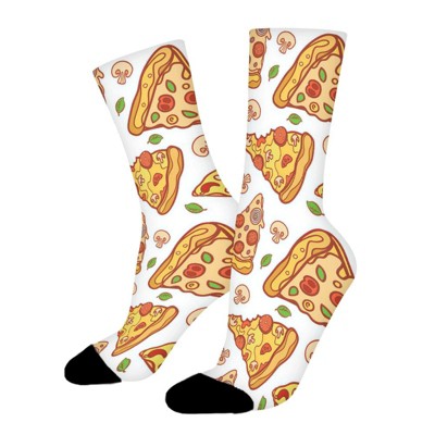 Pizza Pattern Women Printed Crew Socks Funny Funky Socks Soft Polyester Novelty Gifts for Artists Men