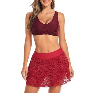 Women's V Neck Twist Front Bikini Top Push Up Padded Swim Top - 1 of 4