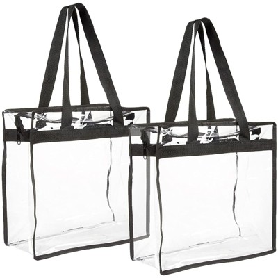 2-Pack Transparent Bag - Clear Tote Bag with Zipper - Stadium Approved 11.75" x 11.5" x 5.75"