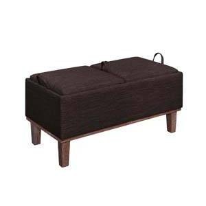 Brentwood Storage Ottoman Mocha Faux Linen/Brown Trays - Breighton Home