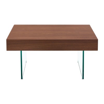 GlasFlength Square Coffee Table, Modern and Stylish Design, Suitable for Living Room, Patio, Bedroom, Brown, 31.5" * 31.5" * 15"