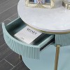 2pc Cartehena Faux Marble Coffee and End Table Set Light Teal Blue - HOMES: Inside + Out: Gold Twist, Concealed Drawer, Oval Shape - 4 of 4