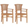 vidaXL Garden Dining Set Natural Teak Solid Teak Wood Medium Ergonomic - Brown 33.5" Table Length 2 Items - 3 of 4
