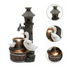 LuxenHome 27.2" H Resin Farmhouse Ducks and Birdhouse Outdoor Water Fountain with Lights Multicolored - 4 of 4