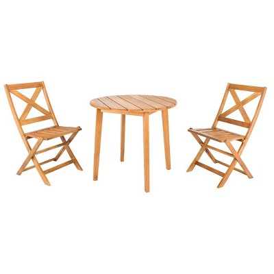 Bruna 3 Piece Patio Outdoor Bistro Set - Natural - Safavieh. : Target