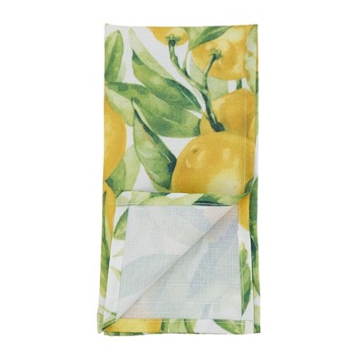 Lemon Print Polyester Square Napkins, Set of 12