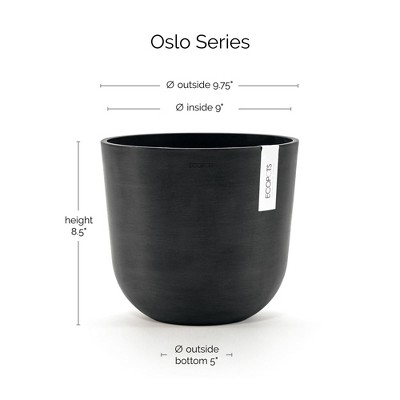 Dark Gray Round Recycled Plastic Indoor/Outdoor Planter