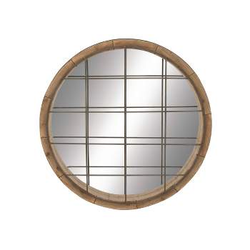 Industrial Wood Round Wall Mirror - Olivia & May