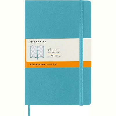 Moleskine Classic Notebook, Soft Cover, Large (5 in. x 8.25 in.) Ruled/Lined, Reef Blue, 192 pages