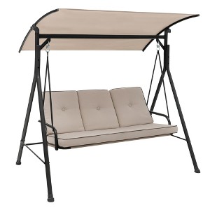 Tangkula 3PCS Hammock Chair Patio Porch Swing w/ Adjustable Canopy Removable Pads - 1 of 4