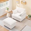 Corduroy Sofa Chair with Ottoman,Single Seat Sofa Chair for Small Spaces,Retro Corduroy Sofa Chair for Living Room or Bedroom-Coolbibila - 2 of 4