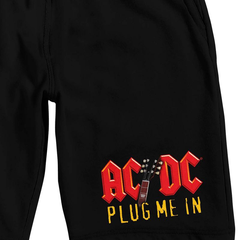 ACDC Plug Me In Men's Black Sleep Pajama Shorts, 2 of 3