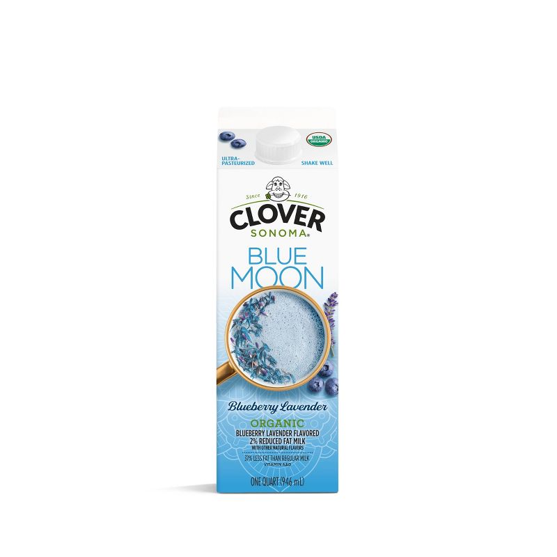 Clover Sonoma Blue Moon Organic Blueberry Lavender 2% Milk - 1qt, 1 of 2