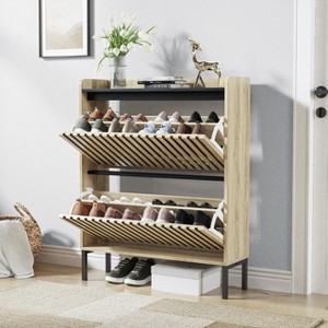 TIRAMISUBEST Fluted - Natural+Black Mobile File Cabinet - 1 of 4