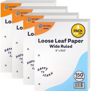 Loose Leaf Paper College Ruled, 8" x 10.5" Filler Paper White, 3 Hole Punched Binder Paper for 3 Ring Binders, 150 Sheets Per Pack - Enday - 1 of 4