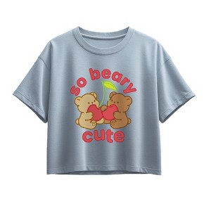 Girls' - Instant Message - So Beary Cute Short Sleeve Boxy Graphic T-Shirt - 1 of 3