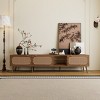 Modern Rattan TV Stand for TVs up to 85 Inches with Open Shelf and Wood Legs, Media Console Cabinet for Living Room or Bedroom–The Pop Home - 2 of 4