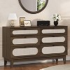 Rattan Dresser for Bedroom, 6 Drawers Dresser for Closet, Chests of Drawers, Oak Storage Dressers Cabinet - 4 of 4