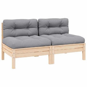 2-seater Garden Sofa Set of 2 Grey, Pine vidaXL - 1 of 4