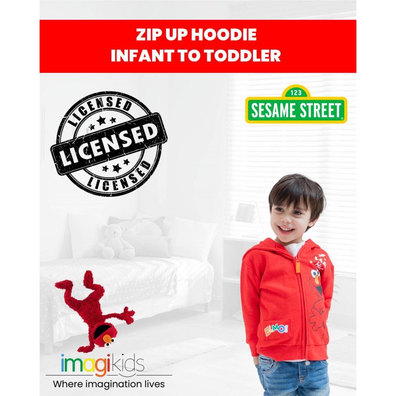 Sesame Street Elmo Fleece Zip Up Hoodie Infant to Toddler, 3 of 8