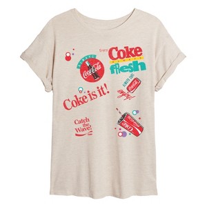 Women's - Coca-cola - Coke Multi Hit Oversized Graphic T-Shirt - 1 of 4