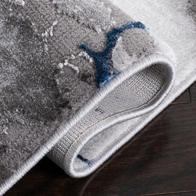 Sapphire Swirl 6'7" Square Synthetic Easy-Care Area Rug