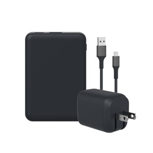GEMS USB-A to Lightning Charging Gift Set with Power Bank, Cable, and Wall Charger - Black - 1 of 4