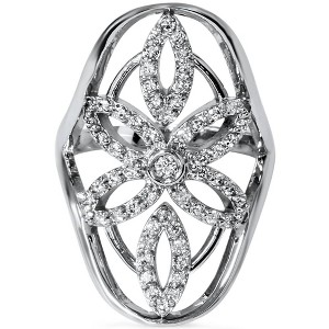 Pompeii3 SI 5/8ct Vintage Right Hand Antique Style Diamond Ring 14K White Gold Size 7 - Size 7 - 1 of 4