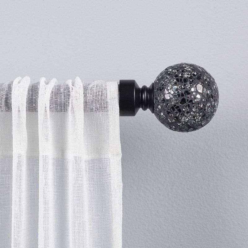 Exclusive Home Black Pearl Mosaic Curtain Rod - Matte Black, 1 of 8