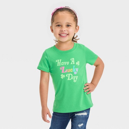 Toddler Girls' St. Patrick's Day 'have A Lucky Day' Short Sleeve