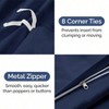 Navy Blue Queen Duvet Cover Set - 90x90, 2 Pillow Shams, Zipper Ties, Soft Breathable - 4 of 4