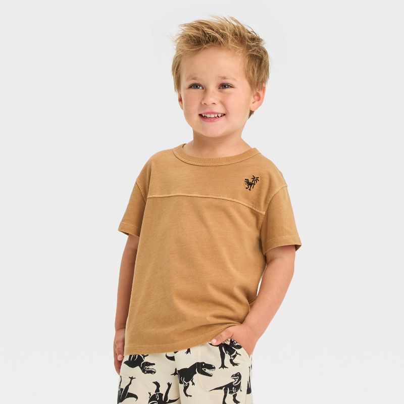 Toddler Boys' Short Sleeve Dino T-Shirt - Cat & Jack™ Beige, 1 of 5