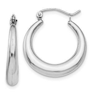 Black Bow Jewelry 4mm x 20mm Polished 14k White Gold Tapered Puffed Round Hoop Earrings - 1 of 4