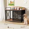 42.8" Heavy Duty Dog Crate Furniture for Large & Medium Dogs, Farmhouse Wooden Indoor Kennel End Table, Decorative Pet House, Brown - Nertpow - 2 of 4