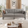 89" Futon Sofa Bed, Modern Convertible Sleeper Sofa with Adjustable Backrest & Armrest, Comfy Futon Couch Bed with 2 Pillows - 4 of 4