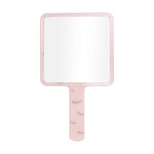 Unique Bargains Eyelash Pattern Square Handheld Mirrors 1 Pc Translucent Pink - 1 of 3