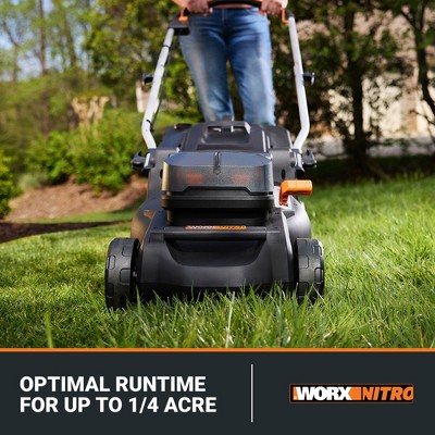 WORX - Nitro WG737 40V 16" Cordless Push Lawn Mower with Brushless Motor (Batteries & Charger Included) - Black - Thumbnail 4