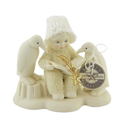 Dept 56 Snowbabies 3.75" Read Me A Story Gold Star Penguins  -  Decorative Figurines