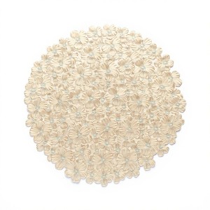 Anna-Kaci 4-Piece Round Floral Cutout Placemat with Embroidered Petal Details - 1 of 4