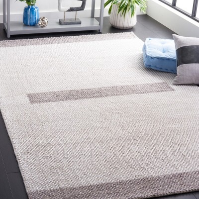 Handmade Ivory and Brown Wool Flat Woven 4' x 6' Area Rug