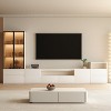 ATJafurn Modern 3 Piece Living Room Entertainment Center Set Includes TV Stands, Glass Display Cabinet and Nightstand For 75 Inch TV, White - 3 of 4