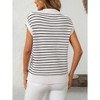 Women's V-Neck Sleeveless Knit Top Striped Collared Sweater for Casual Style - 3 of 4