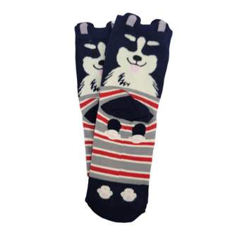 Cute Dog Patterned Crew Socks (Women's Sizes Adult Medium) - Blue Dog from the Sock Panda