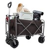 VisioGear Outdoor Serving Carts, Portable Folding Beach Wagons with Wheels, Collaspible Cart with Handle, Brown, 37.79"*24.41"*42.51" - 3 of 4