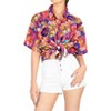 LA LEELA Button Down Shirt for Women Casual Holiday Summer Beach Party Blouse Short Sleeve Button Up Tee Hawaiian Shirts Tank Top Women - 4 of 4