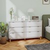 Yukimo 53.9" White 6-Drawer Dresser, Fluted Chest of Drawers with Gold Finger Pulls and Wood Legs for Bedroom - 2 of 4