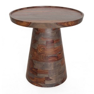 Tuscon End Table Brown - Treasure Trove Accents: Sheesham Wood, Pedestal Base, Circular, 21" Height - 1 of 4