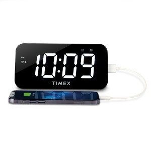 Timex Alarm Clock with USB Charging Port and Large Display - Black (T1320B) - 1 of 3
