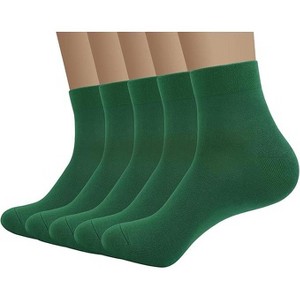 SERISIMPLE Men Viscose Bamboo Quarter Thin Ankle High Breathable Comfort Cool Soft Quarter Ankle Socks Grey Large 5 Pairs - 1 of 4